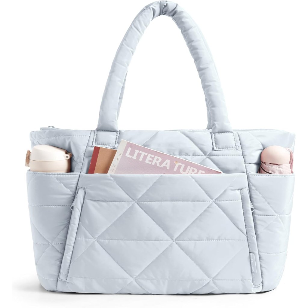 Tote Bag For Women, Puffy Tote Bag With Zipper, Large Quilted Shoulder Bag With